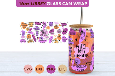 Witch Daily Affirmations SVG PNG 16 oz Libbey SVG Freeling Design House 