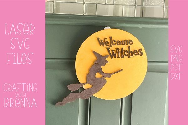Witch Door Hanger Laser SVG File SVG Crafting With Brenna 