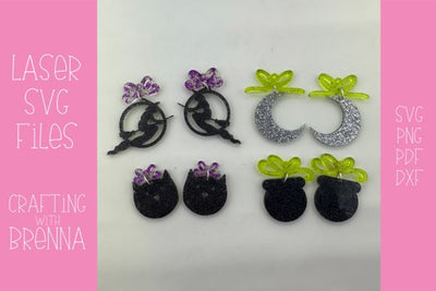 Witch Earrings Bundle Laser SVG File SVG Crafting With Brenna 