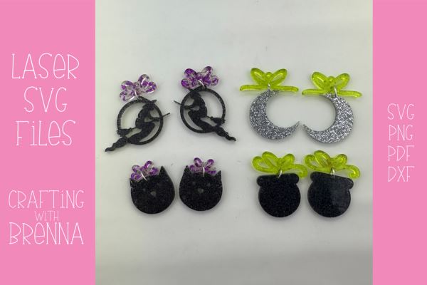 Witch Earrings Bundle Laser SVG File SVG Crafting With Brenna 