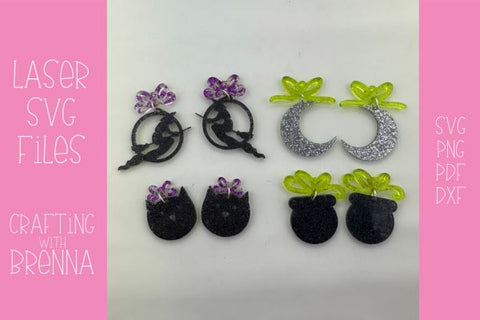 Witch Earrings Bundle Laser SVG File SVG Crafting With Brenna 