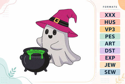 Witch Ghost and Cauldron Halloween Embroidery Design Embroidery/Applique DESIGNS sg embroidery 