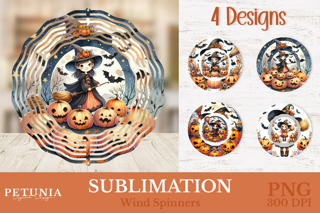 Witch Halloween Wind Spinner | Wind Spinner Sublimation PNG Sublimation Petunia Digital Design 