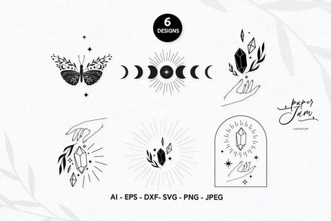 Witch hand SVG Celestial svg Moon phase SVG PNG SVG Paperjamlab 
