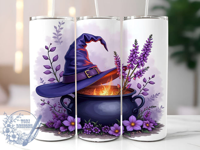 Witch Hat 20oz Skinny Tumbler PNG, Halloween Witch Tumbler Sublimation Wrap, Straight & Tapered Tumbler Wrap, Instant Digital Download Sublimation ToriDesigns 