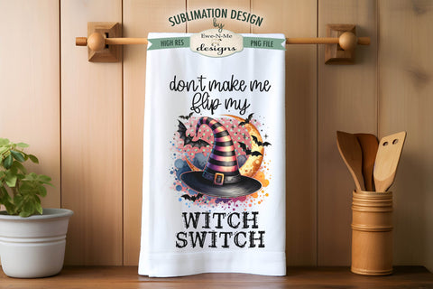 Witch Hat Halloween Kitchen Towel Sublimation Designs Sublimation Ewe-N-Me Designs 