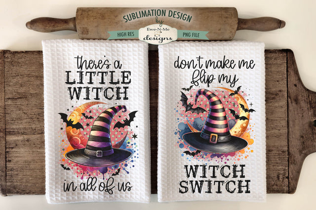 Witch Hat Halloween Kitchen Towel Sublimation Designs Sublimation Ewe-N-Me Designs 