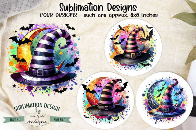 Witch Hat Halloween Sublimation Designs | Halloween PNG Sublimation Ewe-N-Me Designs 