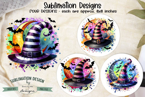 Witch Hat Halloween Sublimation Designs | Halloween PNG Sublimation Ewe-N-Me Designs 