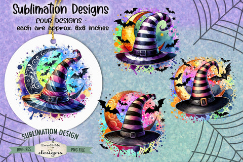 Witch Hat Halloween Sublimation Designs | Halloween PNG Sublimation Ewe-N-Me Designs 