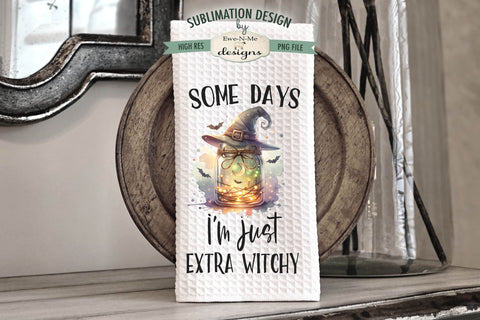 Witch Hat Jars Halloween Kitchen Towel Sublimation Designs Sublimation Ewe-N-Me Designs 