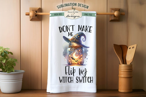 Witch Hat Jars Halloween Kitchen Towel Sublimation Designs Sublimation Ewe-N-Me Designs 