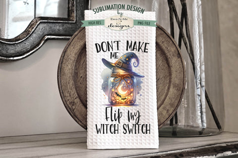 Witch Hat Jars Halloween Kitchen Towel Sublimation Designs Sublimation Ewe-N-Me Designs 