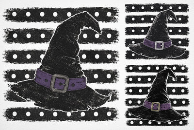 Witch Hat Polka Dot Stripes PNG, Halloween Design SVG DesignDestine 