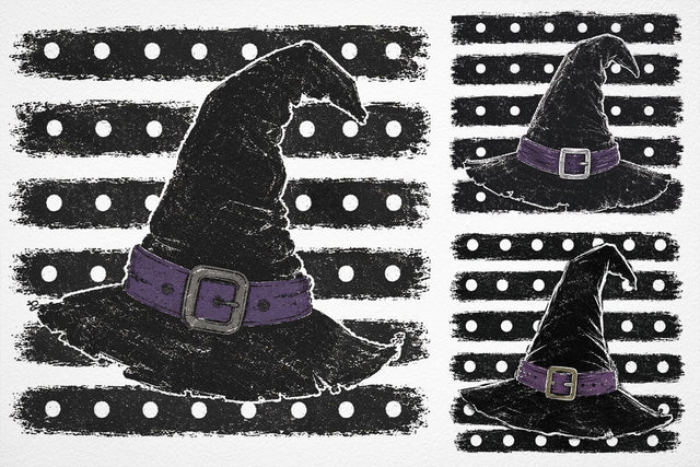 Witch Hat Polka Dot Stripes PNG, Halloween Design SVG DesignDestine 
