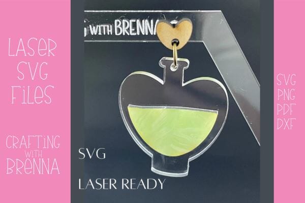 Witch Heart Potion Earring Laser SVG File SVG Crafting With Brenna 