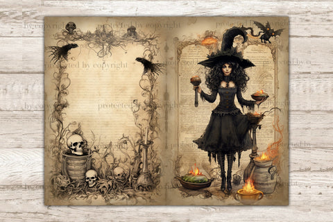 Witch Junk Journal Pages | Recipe Book Ephemera SVG GlamArtZhanna 