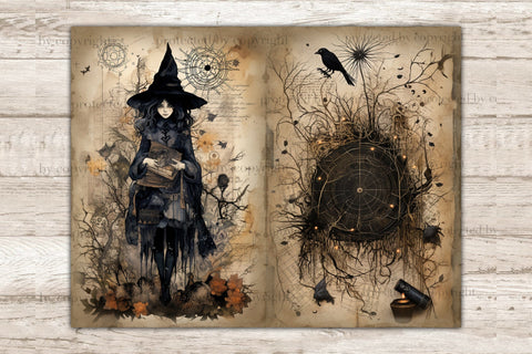 Witch Junk Journal Pages | Recipe Book Ephemera SVG GlamArtZhanna 