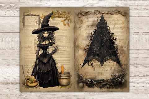 Witch Junk Journal Pages | Recipe Book Ephemera SVG GlamArtZhanna 