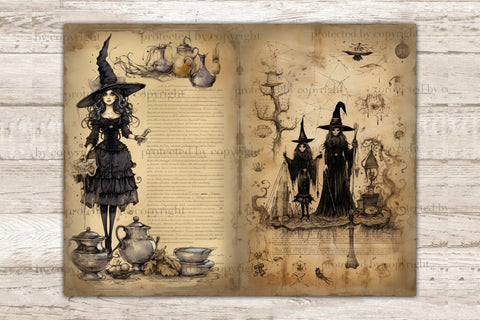 Witch Junk Journal Pages | Recipe Book Ephemera SVG GlamArtZhanna 