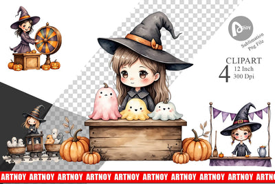 Witch Market Night Clipart Sublimation artnoy 