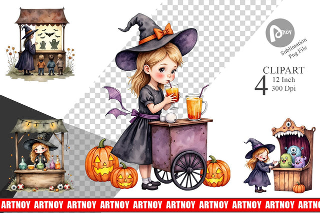 Witch Market Night Clipart Sublimation artnoy 
