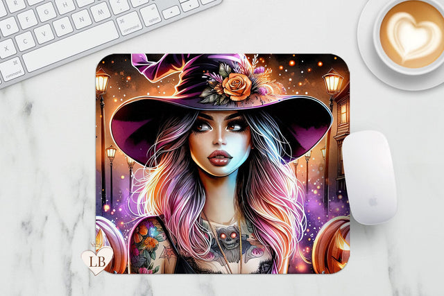 Witch Mouse Pad - Halloween Mousepad PNG Sublimation BijouBay 