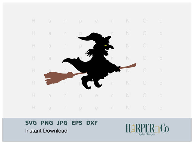 Witch On a Broom SVG PNG Cut EPS File SVG HarperNCo 