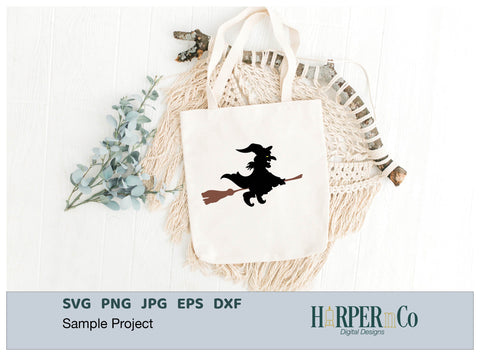 Witch On a Broom SVG PNG Cut EPS File SVG HarperNCo 