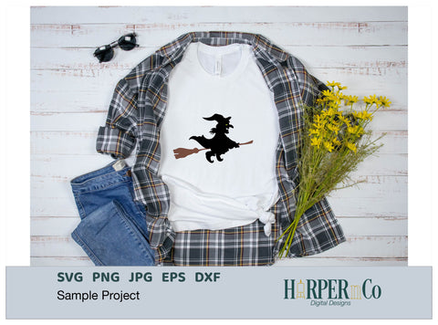 Witch On a Broom SVG PNG Cut EPS File SVG HarperNCo 