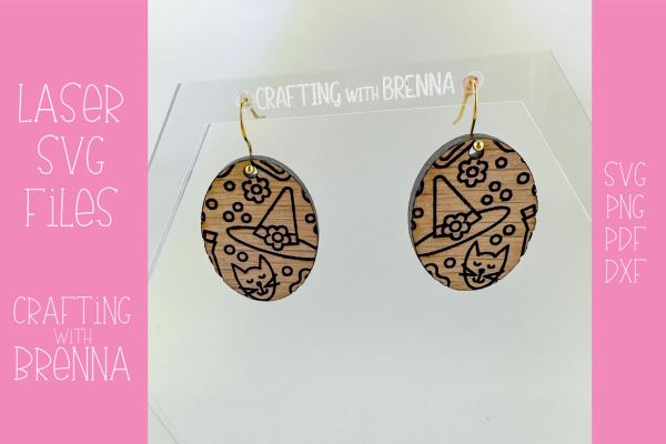 Witch Oval Earring Laser SVG File SVG Crafting With Brenna 