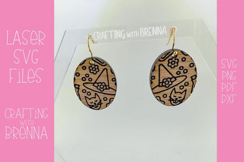 Witch Oval Earring Laser SVG File SVG Crafting With Brenna 