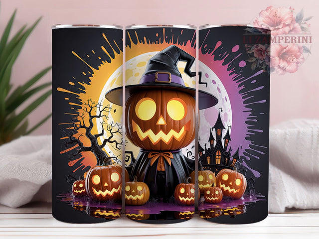 Witch Pumpkin Spooky Halloween Tumbler, Spooky Halloween 20Oz Sublimation, Haunted Coffee Cup Design, Gothic Fall Drinkware, Creepy Autumn Mug Wrap, Rustic Witchy Cup, Trick Or Treat Tumbler Sublimation Li Zamperini 