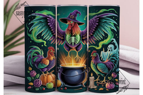 Witch Rooster Halloween Tumbler Wrap Sublimation sassyprint 