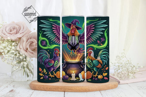 Witch Rooster Halloween Tumbler Wrap Sublimation sassyprint 