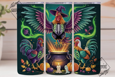 Witch Rooster Halloween Tumbler Wrap Sublimation sassyprint 