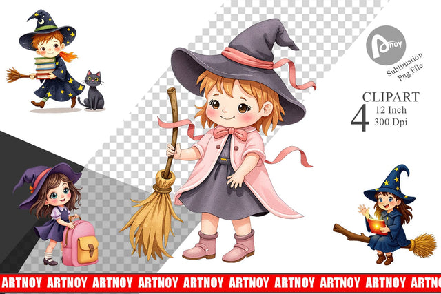 Witch School Days Clipart Sublimation artnoy 