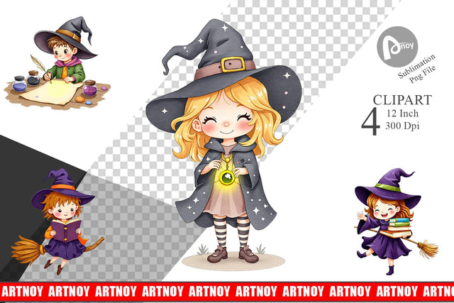 Witch School Days Clipart Sublimation artnoy 