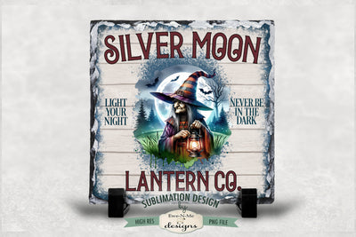 Witch Silver Moon Lantern Sublimation Design | Vintage Witch Sign Sublimation Ewe-N-Me Designs 