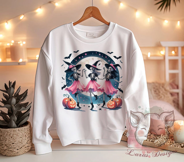 Witch Skeleton Art, Retro Halloween, Spooky Season PNG, Halloween Sublimation, Skeleton Design, Vintage Halloween, Digital Download, Fall Decor Sublimation Lara' s Designs 