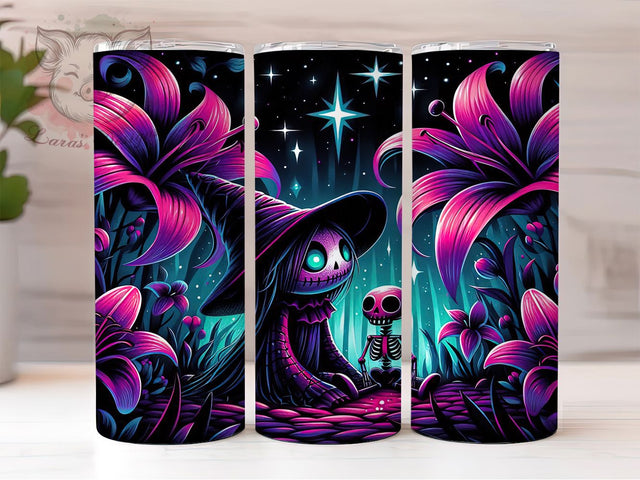 Witch Skeleton Halloween Tumbler, Halloween Skeleton Wrap, Spooky Witch Cup, Gothic Skeleton Design, 20oz Tumbler Wrap, Skeleton Sublimation, Haunted Witch Drinkware Sublimation Lara' s Designs 