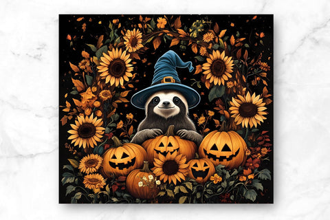 Witch Sloth 20oz Skinny Tumbler Wrap Sublimation Design. Sublimation CosmosFineArt 