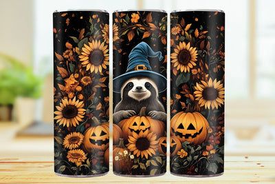 Witch Sloth 20oz Skinny Tumbler Wrap Sublimation Design. Sublimation CosmosFineArt 