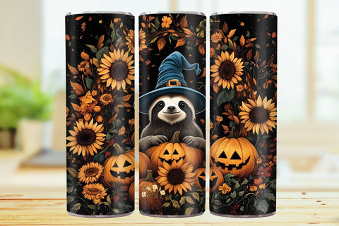Witch Sloth 20oz Skinny Tumbler Wrap Sublimation Design. Sublimation CosmosFineArt 