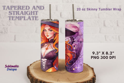 Witch Tumbler Wrap Sublimation Design | 20 oz Skinny Tumbler Wrap Sublimation Design Sublimation Sublimatiz Designs 
