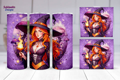 Witch Tumbler Wrap Sublimation Design | 20 oz Skinny Tumbler Wrap Sublimation Design Sublimation Sublimatiz Designs 