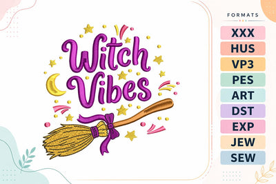 Witch Vibes Halloween Broom Embroidery Design Embroidery/Applique DESIGNS sg embroidery 