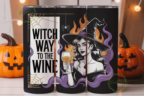 Witch Way to the Wine 20oz Tumbler Wrap Sublimation PixelChick 