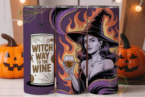 Witch Way to the Wine 20oz Tumbler Wrap Sublimation PixelChick 
