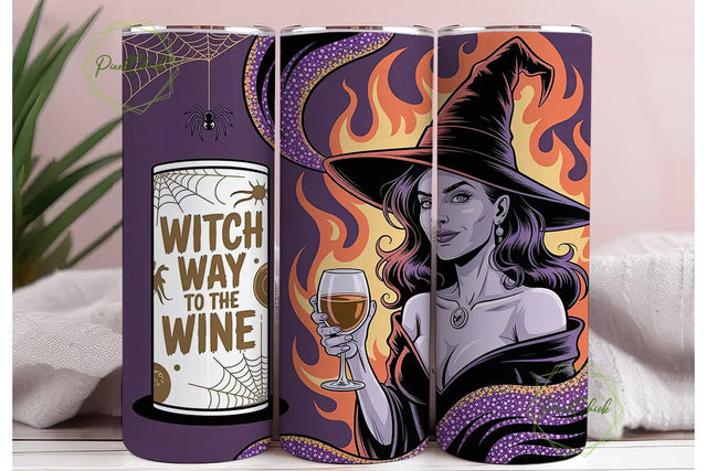 Witch Way to the Wine 20oz Tumbler Wrap Sublimation PixelChick 